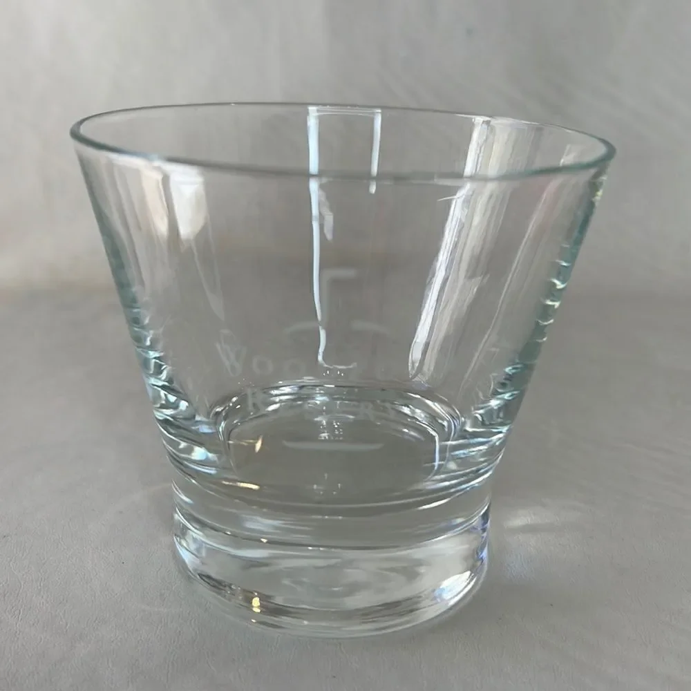 Woodford Reserve Rocks Glass 8 Oz White Writing Heavy Bottom 3 1/2 Inches Round